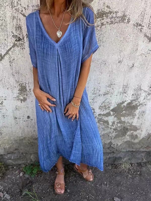 📦📦LAST DAY SAVE 49% ⏰Cotton and Linen V-neck Midi Dress