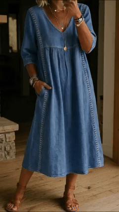 📦📦LAST DAY SAVE 49% ⏰Casual Loose-fitting Denim Dress With Lace Trim