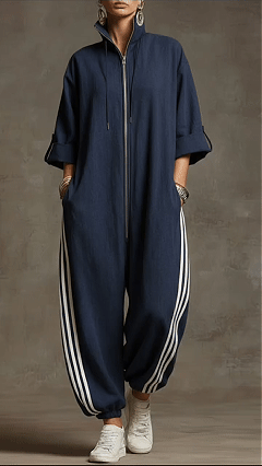 📦📦LAST DAY SAVE 49% ⏰Women's Stand-collar 3/4 Sleeve Casual Loose Hooded Linen Jumpsuit