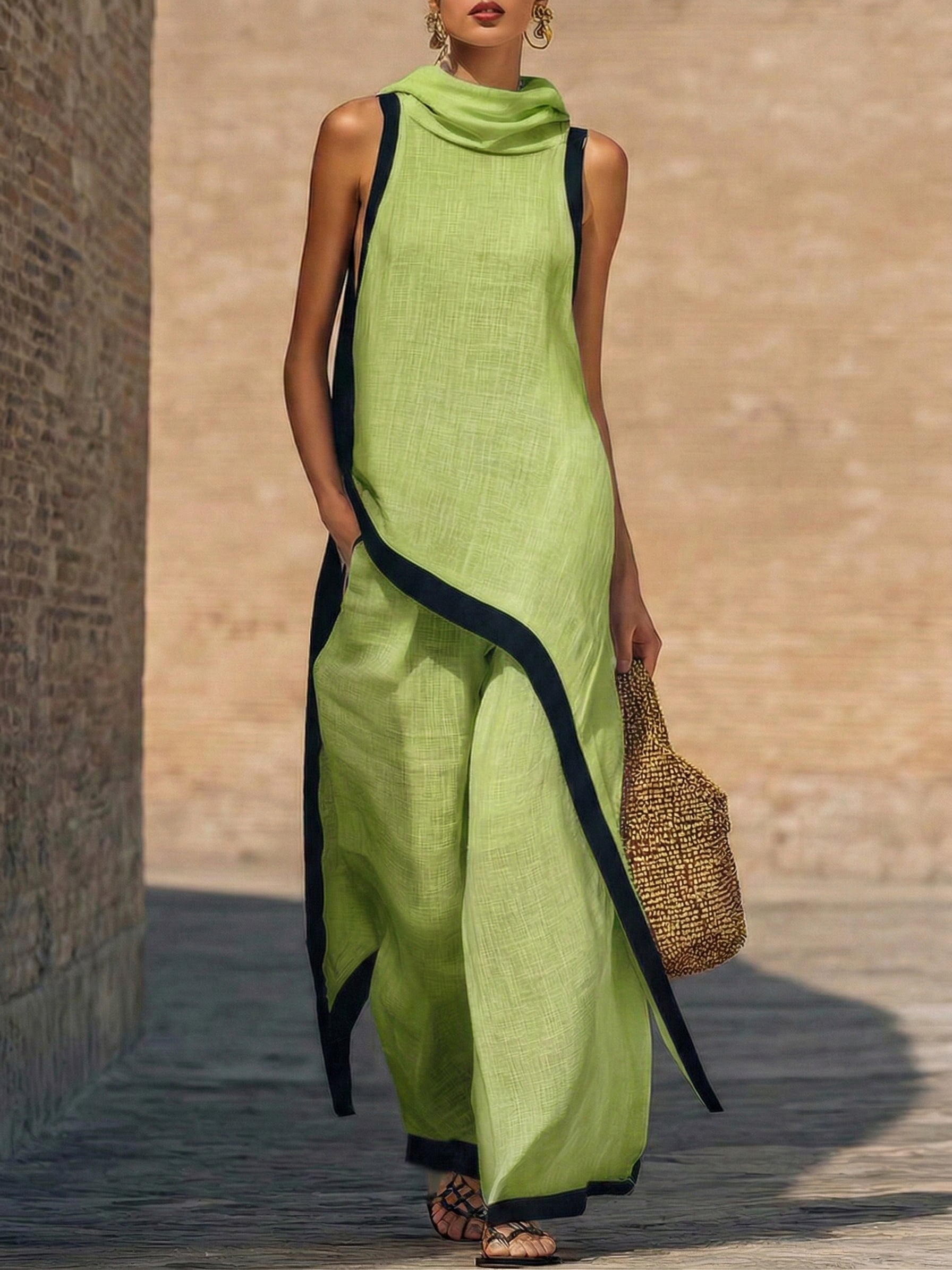 📦📦LAST DAY SAVE 49% ⏰Artistic Cut Trim Elegant Linen Cotton Two-piece Set