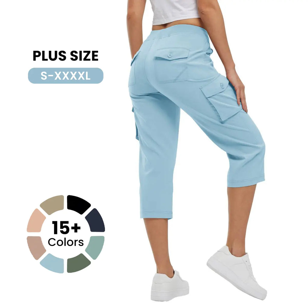 ✨✨Womens Lightweight Capris Hiking Pants 6 Pockets Quick Dry Cargo Outdoor Trip Loose Shorts COMFY  MOMS OVER 30