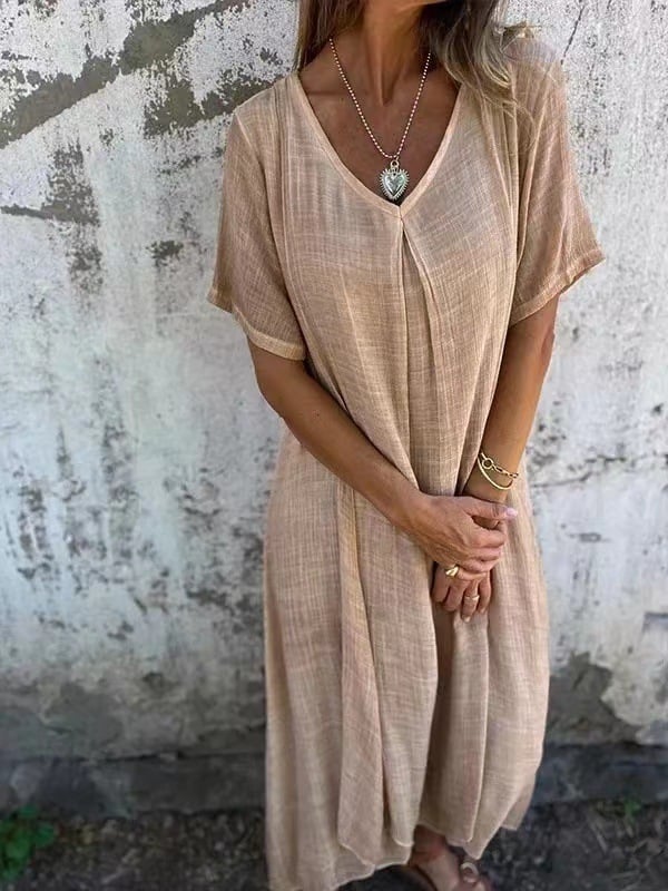 📦📦LAST DAY SAVE 49% ⏰Cotton and Linen V-neck Midi Dress