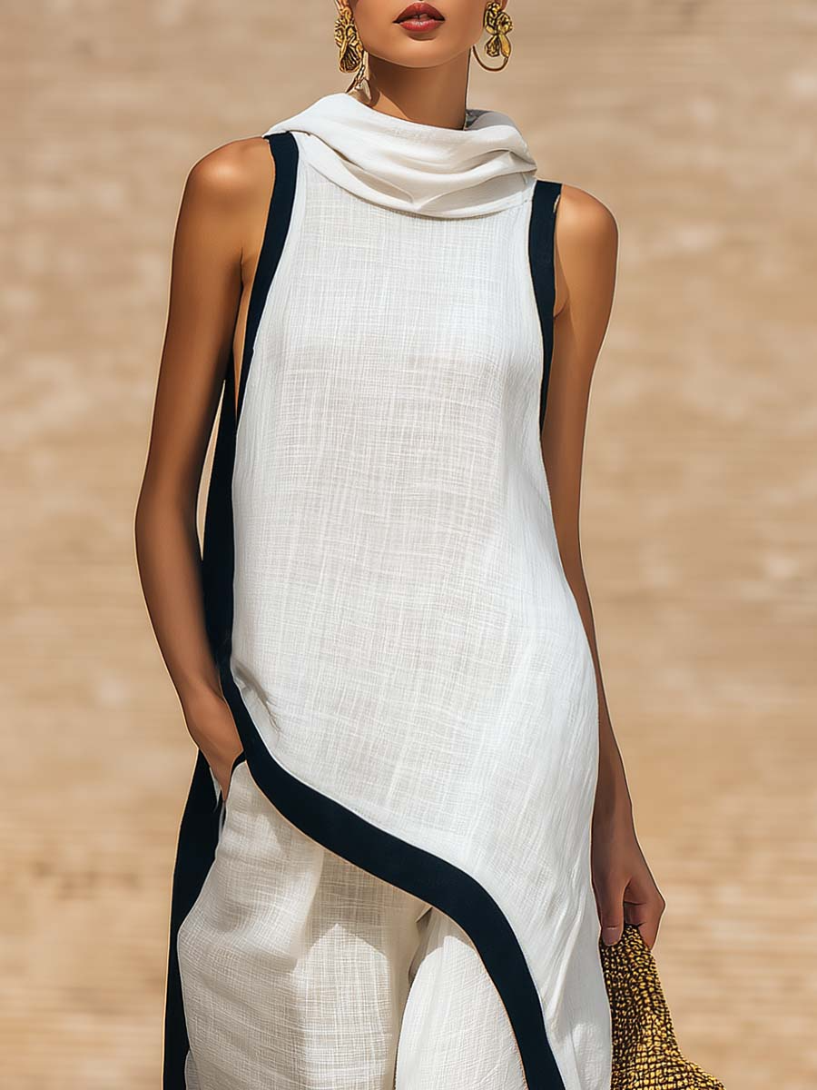 📦📦LAST DAY SAVE 49% ⏰Artistic Cut Trim Elegant Linen Cotton Two-piece Set