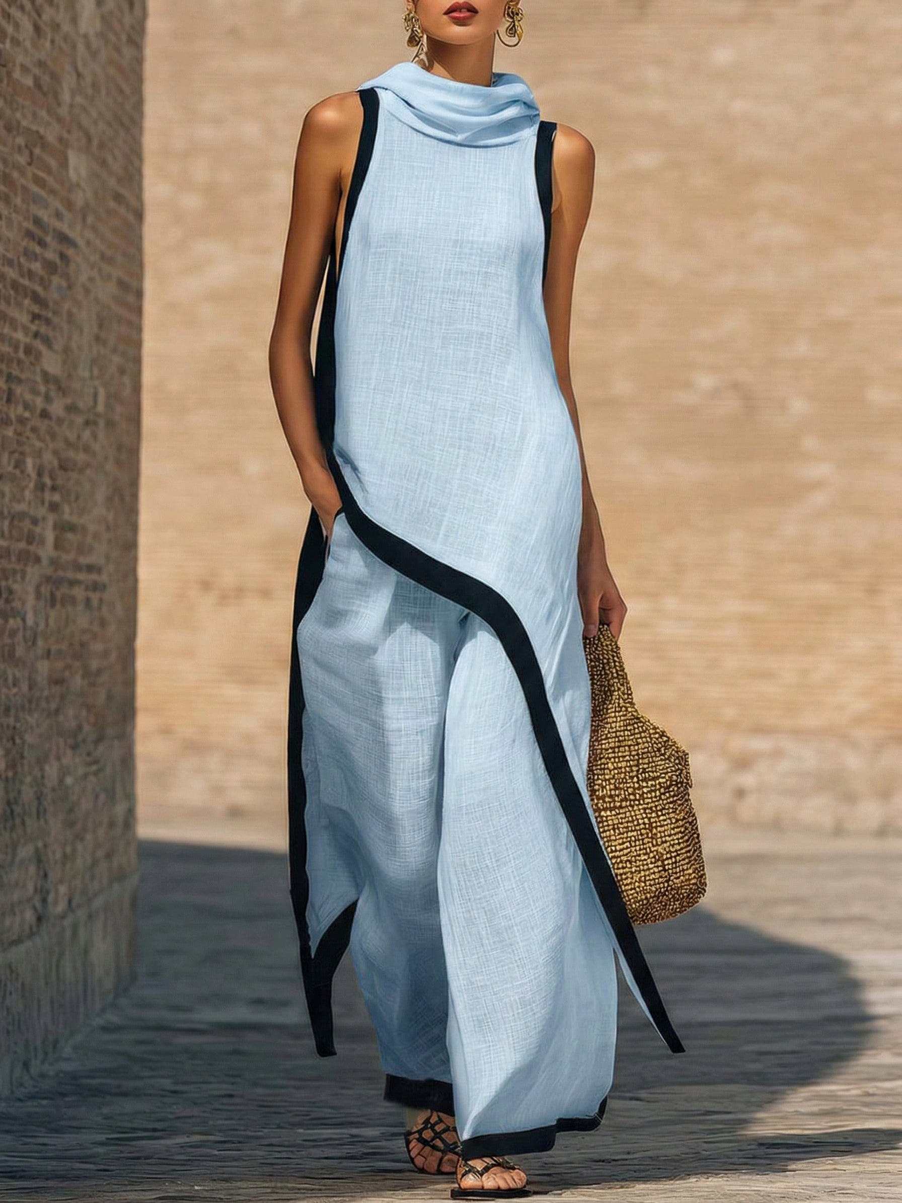 📦📦LAST DAY SAVE 49% ⏰Artistic Cut Trim Elegant Linen Cotton Two-piece Set