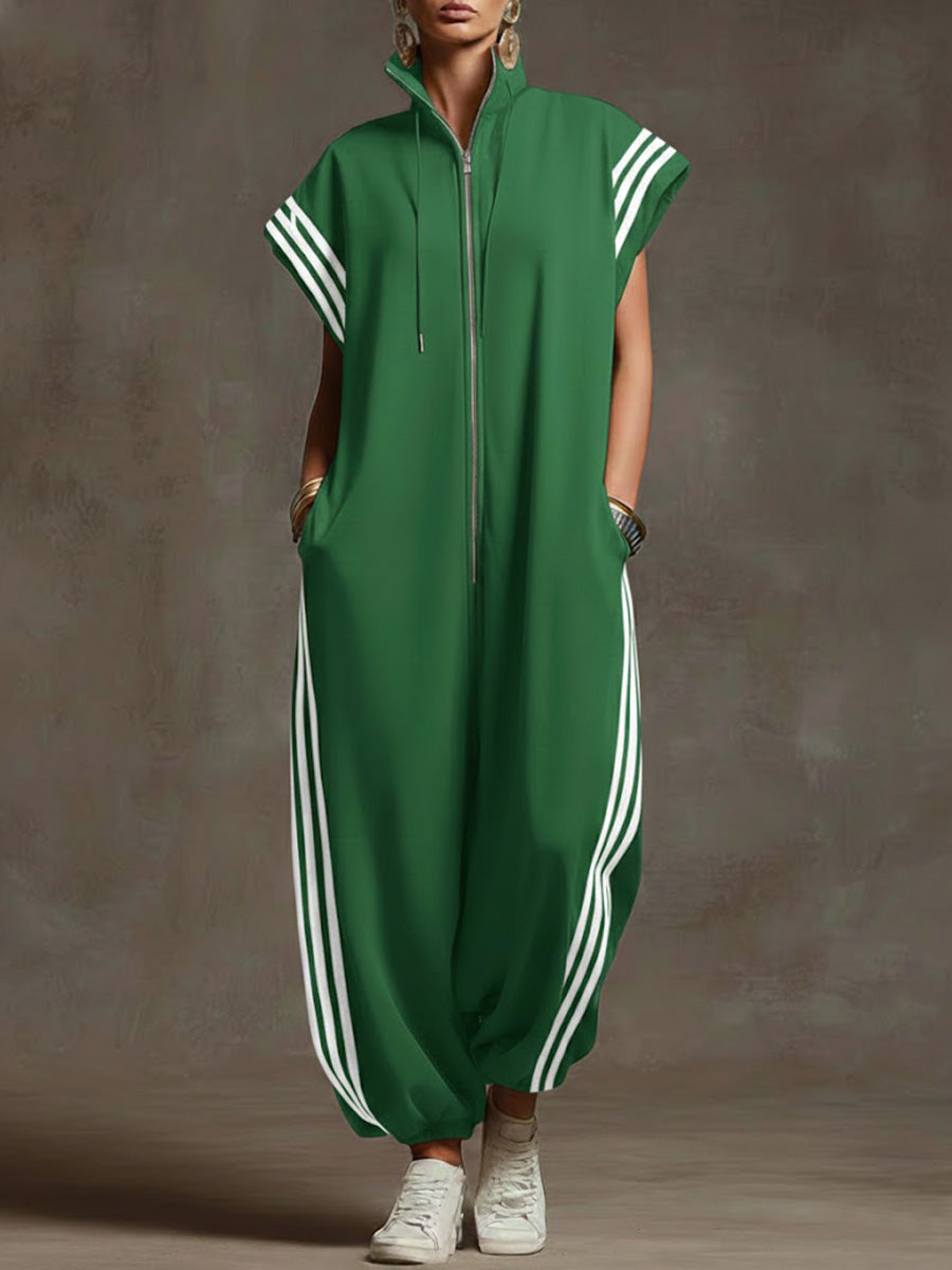 📦📦LAST DAY SAVE 49% ⏰Women's Stand-collar Short-sleeved Casual Loose Cotton Wide-leg Jumpsuit